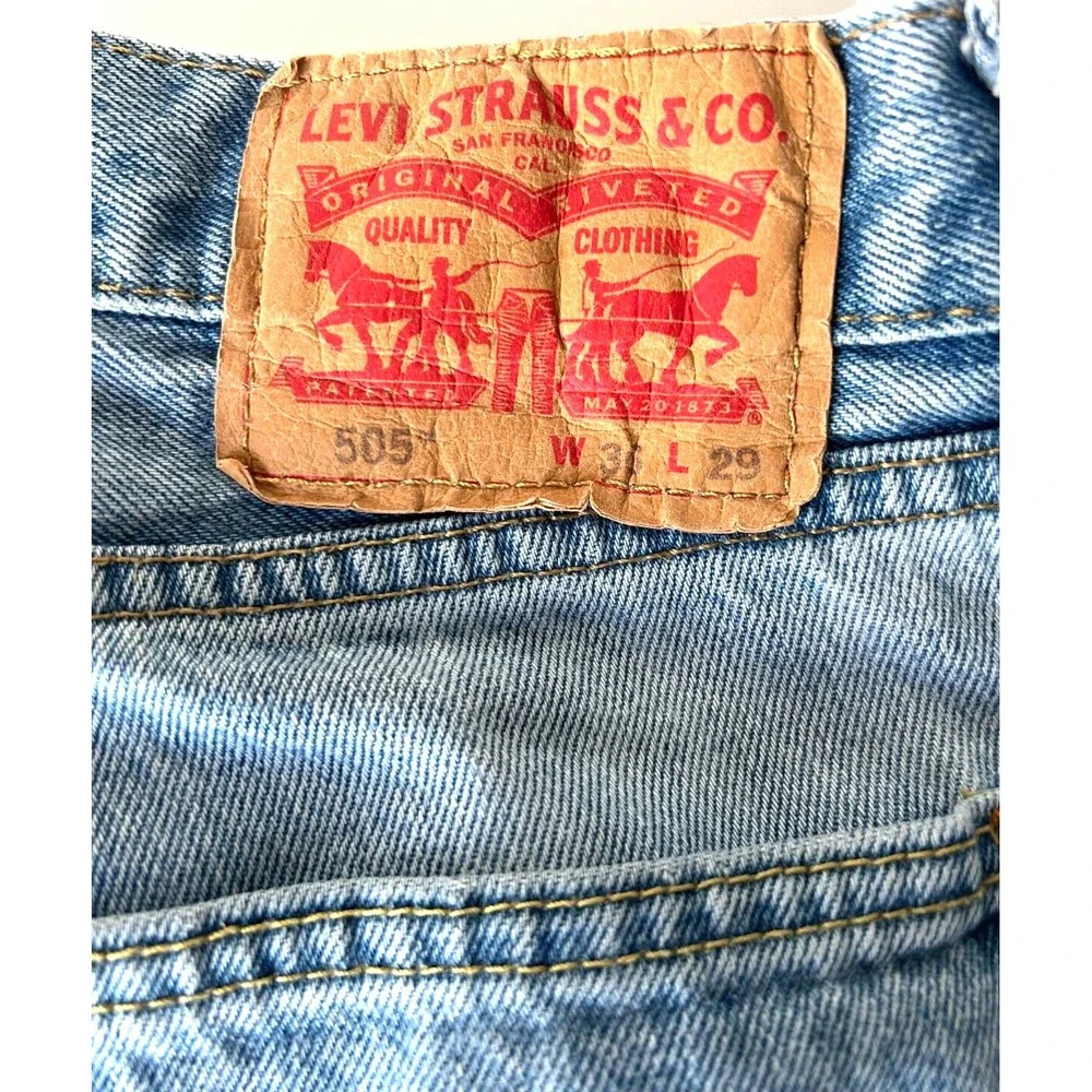 90's Levis 505 Denim Jeans Straight Leg Red Tab Five Pocket Blue Size 36 x 28.5